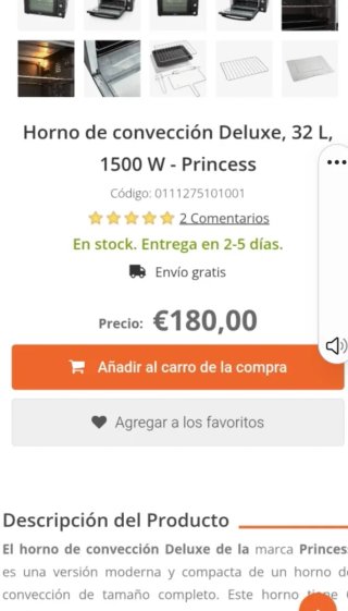 Horno eléctrico portátil Princess
