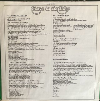 Vinilo del grupo YES, Close to the Edge