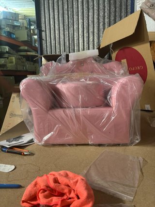 Divano per Bambini con Poggiapiedi Corona Imbottito Rosa