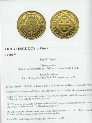 Gran moneda 8 Escudos Oro Felipe V 1723 40mm.