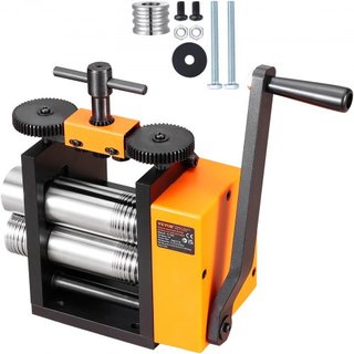 Rodillo, 2.95"/75 mm Máquina de Rodillo para Joyería, Relación de Engranaje 1:2, Rodillo Multifuncional 3 en 1, Grosor de Prensa de 0.03-6.5mm para Hacer Joyas de Metal Hoja Cuadrada Alambre Semic...
