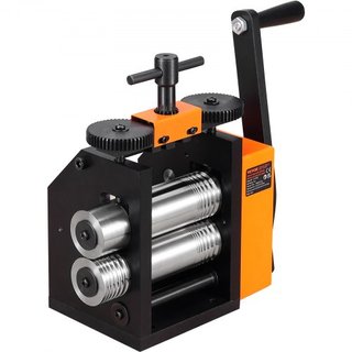 Rodillo, 2.95"/75 mm Máquina de Rodillo para Joyería, Relación de Engranaje 1:2, Rodillo Multifuncional 3 en 1, Grosor de Prensa de 0.03-6.5mm para Hacer Joyas de Metal Hoja Cuadrada Alambre Semic...