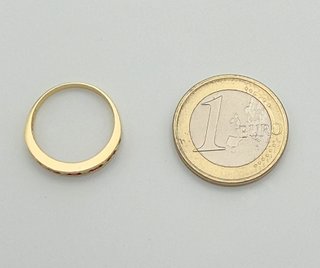 Anillo Oro 18k Circonitas Rojas y Blancas 1.90 gr