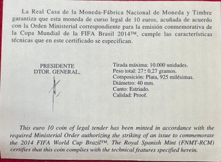 10 Euros España 2013 FIFA Brasil Plata FNMT