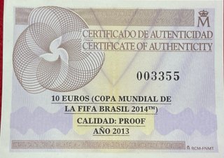10 Euros España 2013 FIFA Brasil Plata FNMT