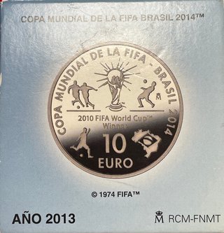 10 Euros España 2013 FIFA Brasil Plata FNMT