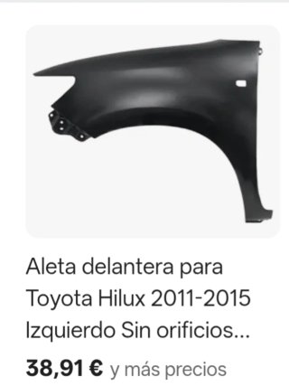 Aleta Delantera Toyota Hilux 2011-2015 Izquierda