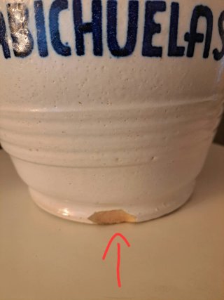 Bote cocina antiguo "Habichuelas" cerámica Manises