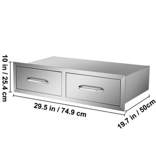 Cajones de Cocina Exterior 30" W x 10" H x 20" D, Cajones de Acceso Doble Horizontal para BBQ de Acero Inoxidable con Mango, Cajones para Isla de BBQ para Cocinas Exteriores o Estación de Parrilla...