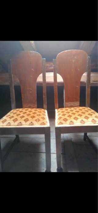 Seis sillas vintage madera y tela