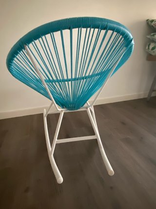 Silla Mecedora Acapulco Azul y Blanca