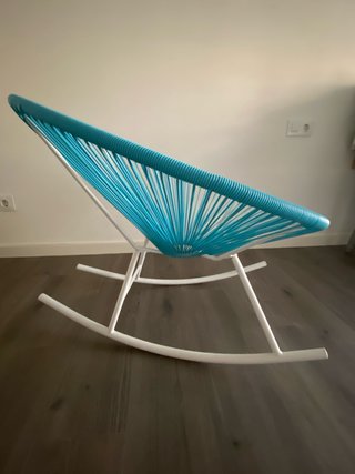 Silla Mecedora Acapulco Azul y Blanca