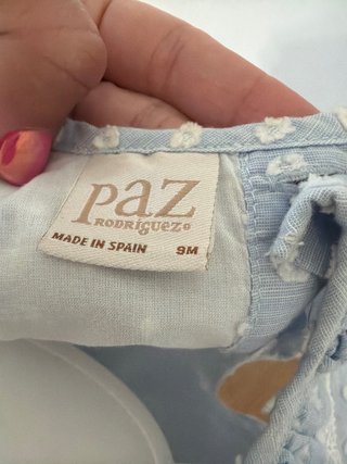 Vestido Paz Rodriguez azul con topos