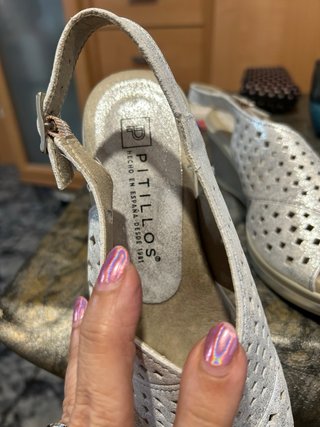 Sandalias Pitillos Talla 37 Beige/Plata
