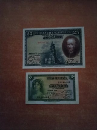 Lote 2 Billetes República Española Pesetas