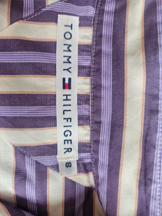 Camisa Tommy Hilfiger Rayas Morado y Blanco