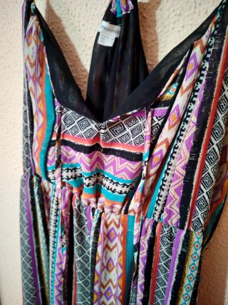 Vestido largo estampado multicolor