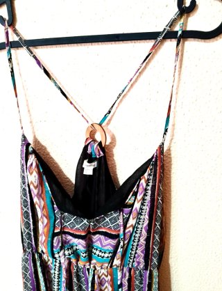Vestido largo estampado multicolor