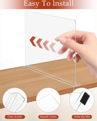 4 divisori in plastica per scaffali