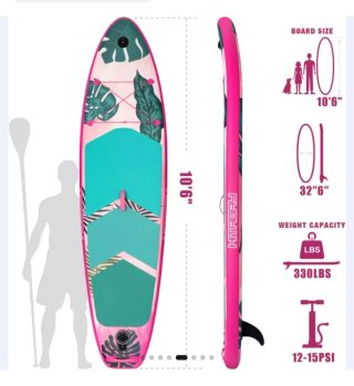Tabla Padel Surf Hinchable Rosa