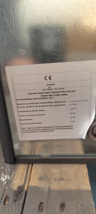 Vendo estufa, chimenea Invicta Insert 600