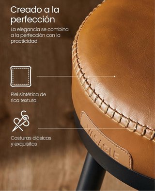 Taburetes de Bar Cuero y Metal Marrón Negro