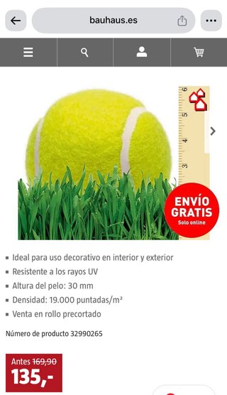 Césped artificial NUEVO 2,04x1,16m