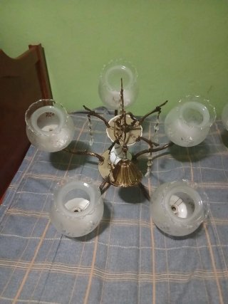 Lámpara de techo vintage bronce y cristal