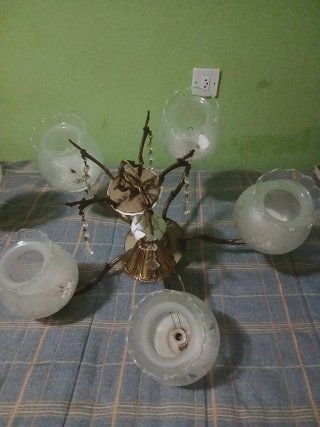 Lámpara de techo vintage bronce y cristal