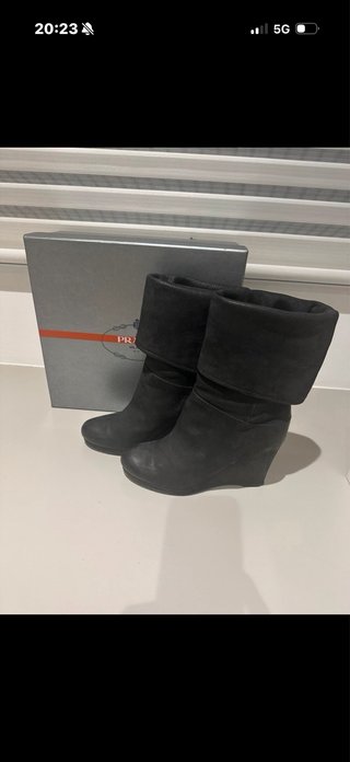 Stivali Prada Neri con Zeppa Originali