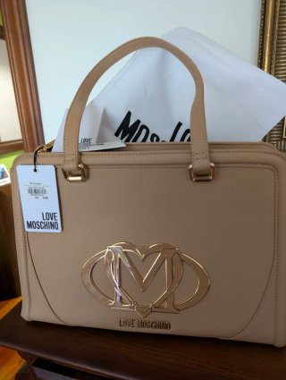 Bolso Love Moschino Beige Dorado Nuevo
