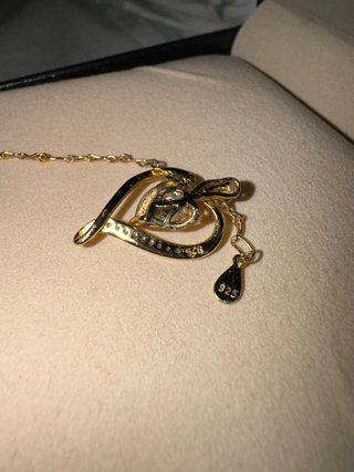 Colgante Corazón Plata 925 Bañado Oro con Piedra