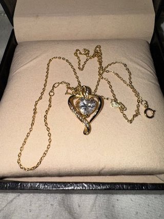 Colgante Corazón Plata 925 Bañado Oro con Piedra