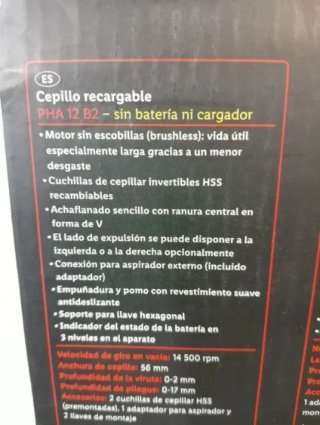 Cepillo Batería 12V PARKSIDE