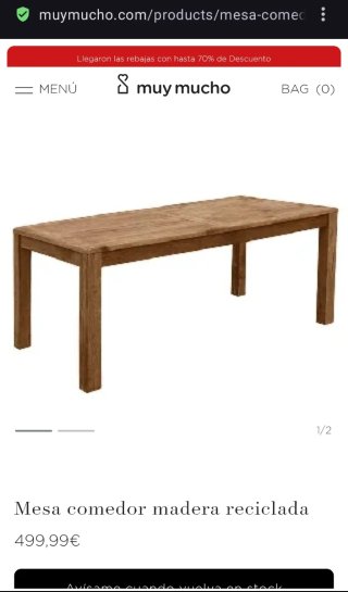 Mesa Comedor MUY MUCHO Madera Reciclada 180x90