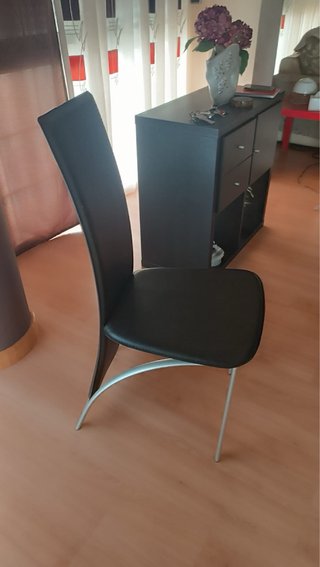 6 Sillas Comedor Piel y Metal