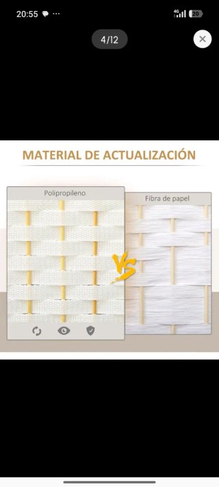 Biombo plegable 4 paneles blanco