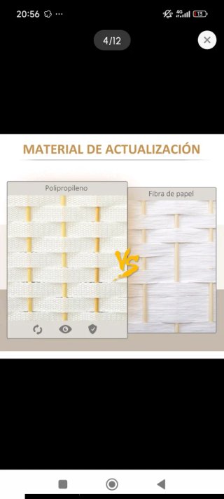Biombo Plegable 4 Paneles Blanco