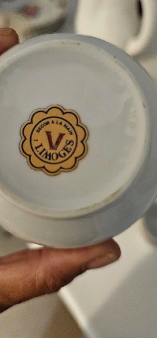 Juego de café Limoges porcelana floral