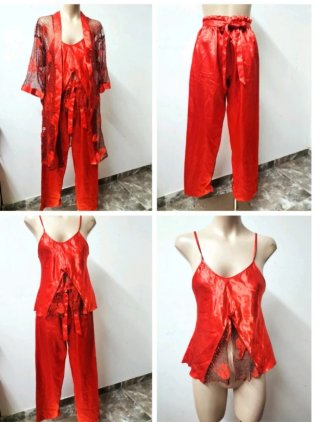 Conjunto Lencería satinado 3 Piezas Años 90 Nuevo
