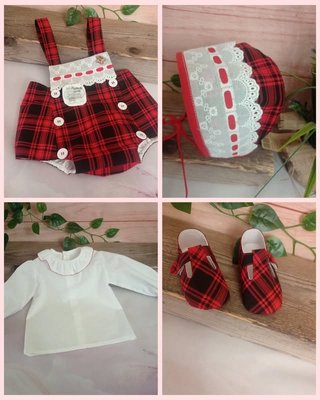 mas en mi perfil.Conjunto cuadros escocés.6/9meses