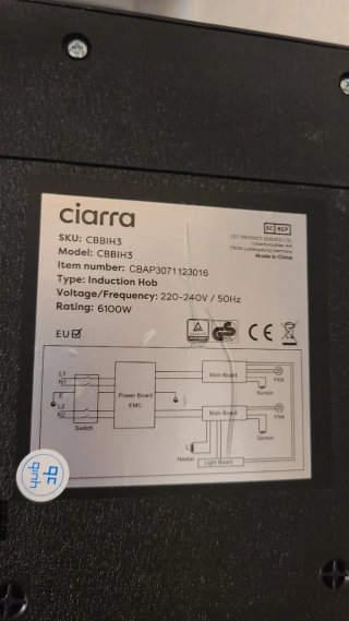 Placa de inducción Ciarra CBIH3