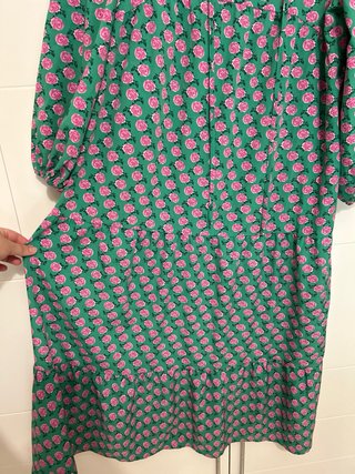 Vestido verde flores fucsia T. XL