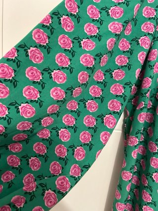 Vestido verde flores fucsia T. XL