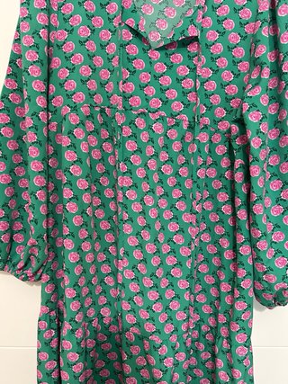 Vestido verde flores fucsia T. XL