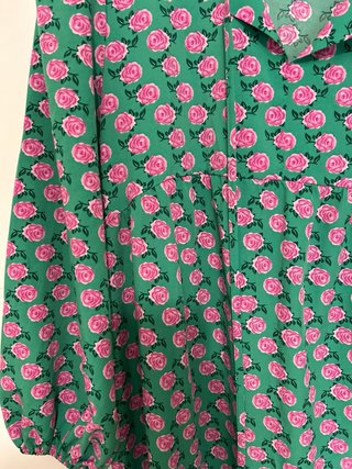 Vestido verde flores fucsia T. XL