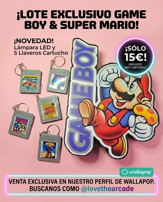 Lote Lámpara LED y 5 Llaveros Game Boy