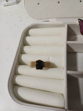 Anillo Oso Negro Acero Inoxidable Dorado