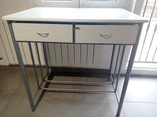 Mesa auxiliar metal y madera