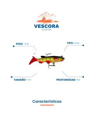 Lote Spinning 5 Minnows + Vinilos + Caja Pesca